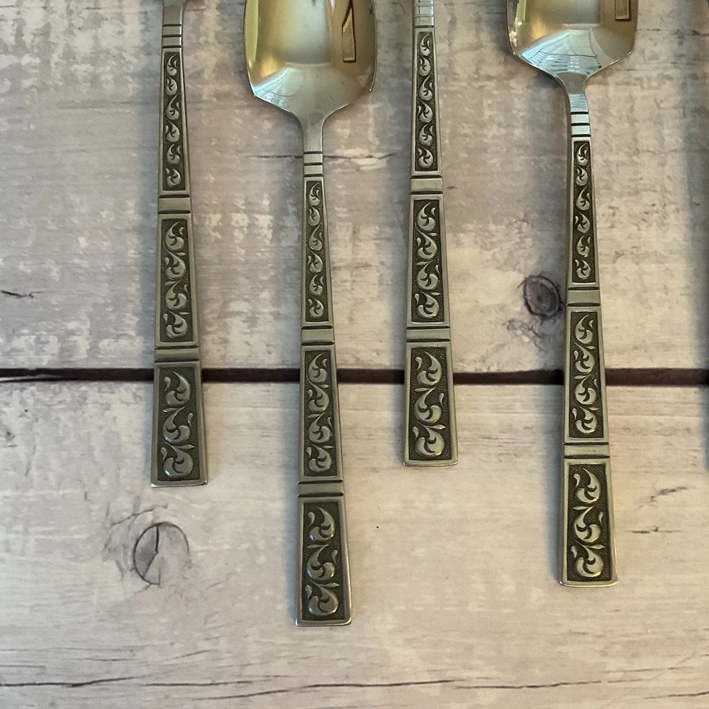 Riviera RIF4 Stainless Flatware Japan Set Of 7 Grapefruit Spoons MCM Vintage